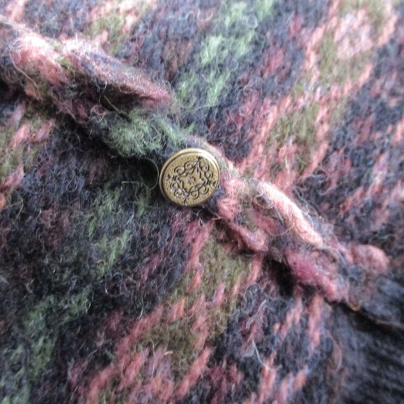 Wool Sweater Tunic Length Henley Neckline Button Front Jewel Tones Scandi Style - Picture 9 of 10